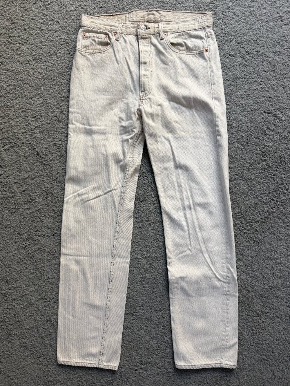 Vtg 90s Levis 501 Made in USA Off-White / Beige Denim Jeans 34x34 - VGUC